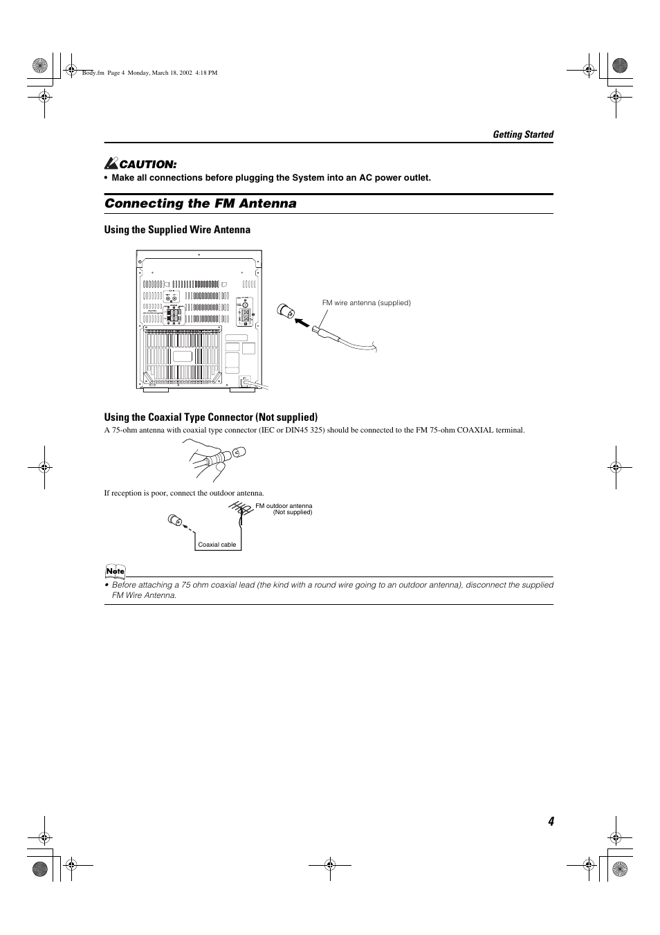 Connecting the fm antenna | JVC CA-MXK30R User Manual | Page 7 / 38