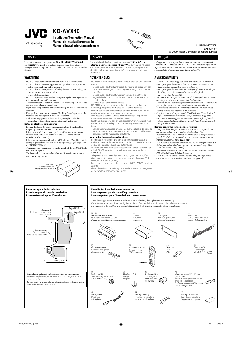JVC KD-AVX40 User Manual | 6 pages
