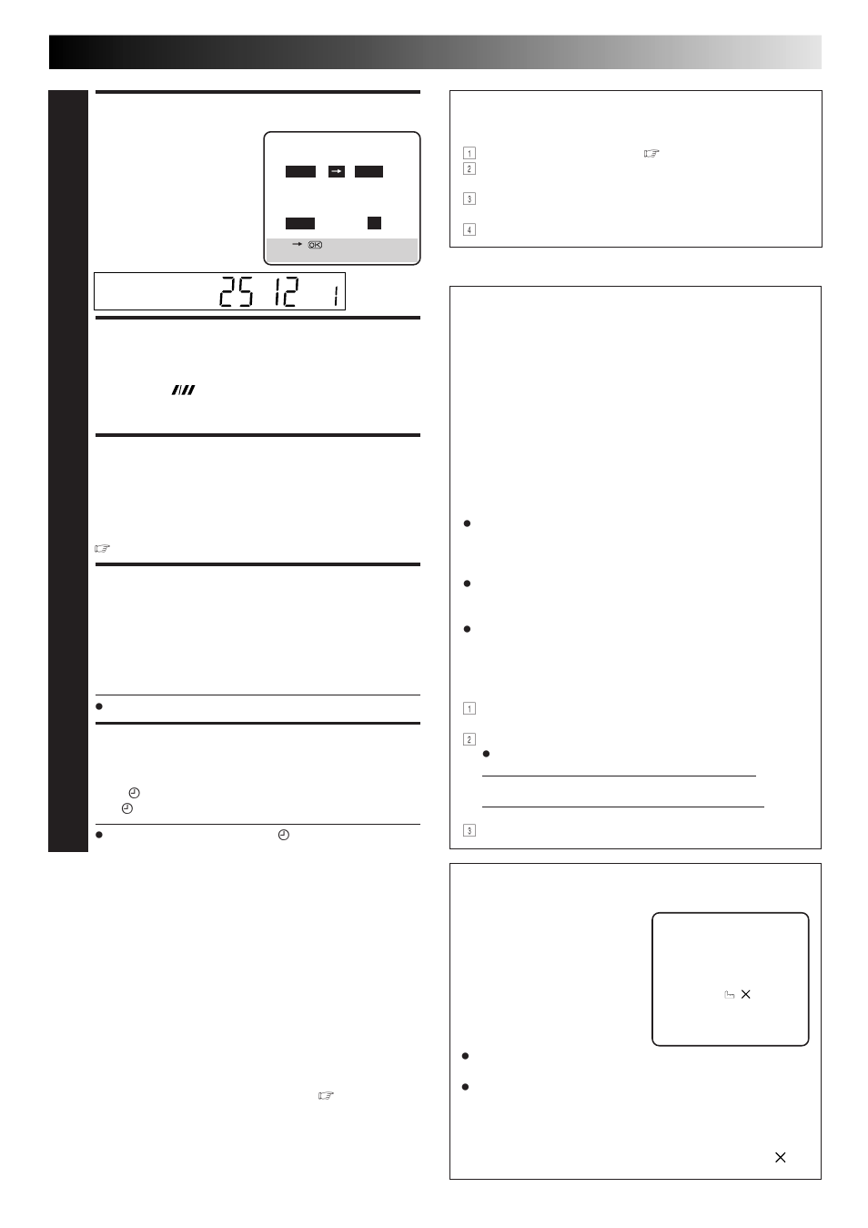 Enter channel position, Set tape speed (hr-j468eu only), Set vps/pdc mode | Return to normal screen, Engage recorder’s timer mode, Vps/pdc recording, Timer warning | JVC HR-J468EU EN User Manual | Page 25 / 52
