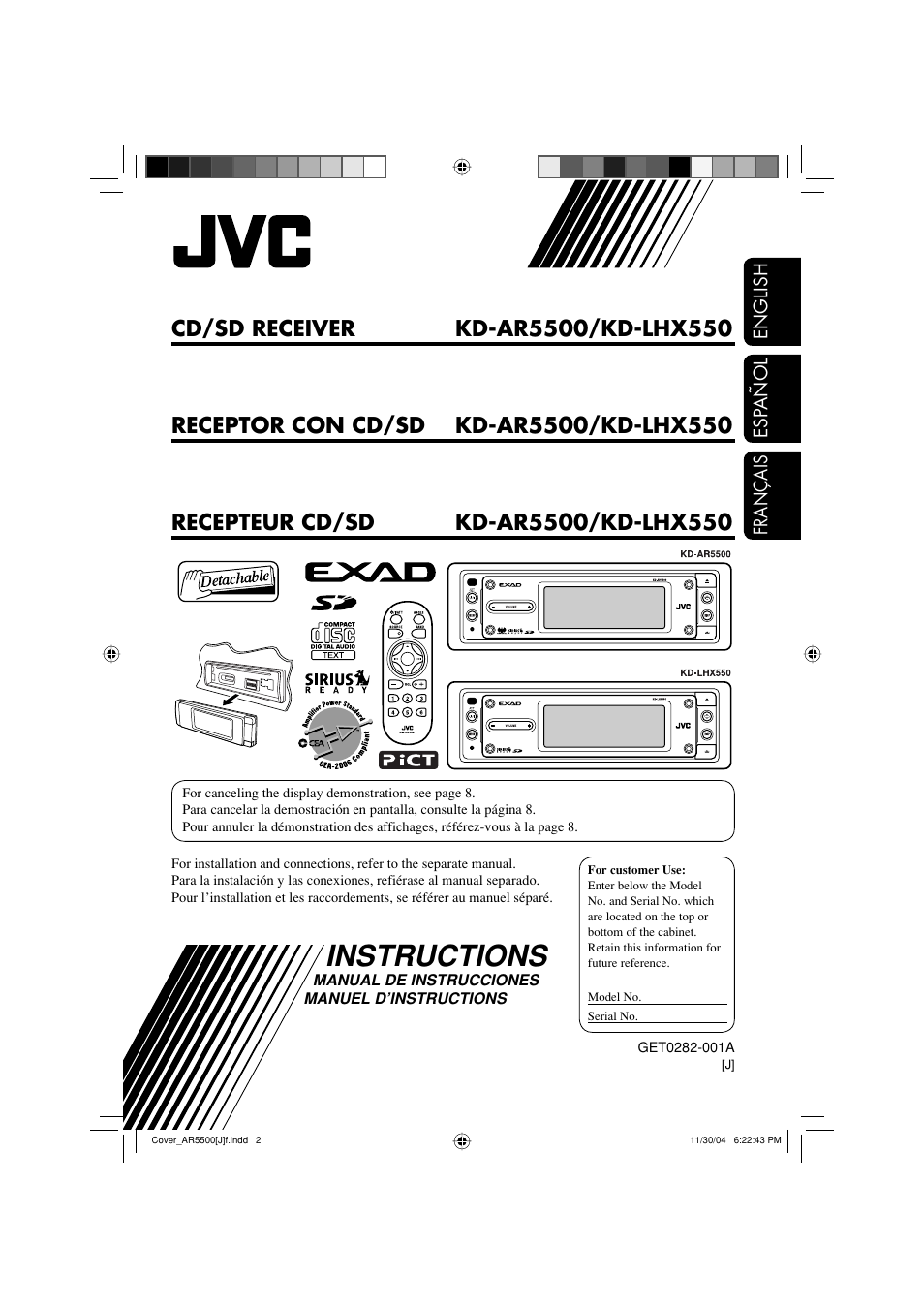 JVC KD-AR5500  eu User Manual | 54 pages