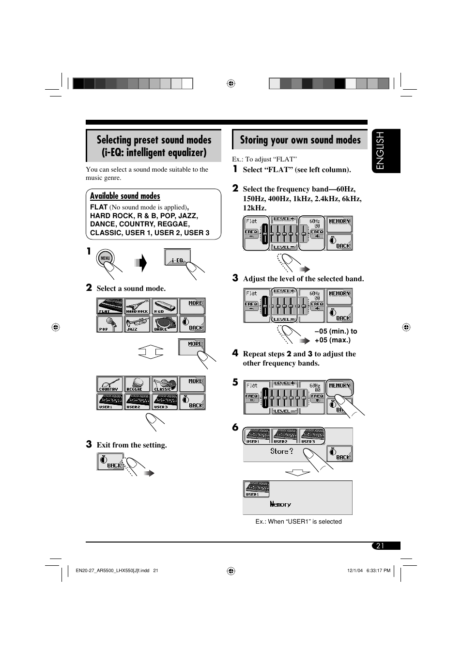 Storing your own sound modes | JVC KD-AR5500  eu User Manual | Page 21 / 54