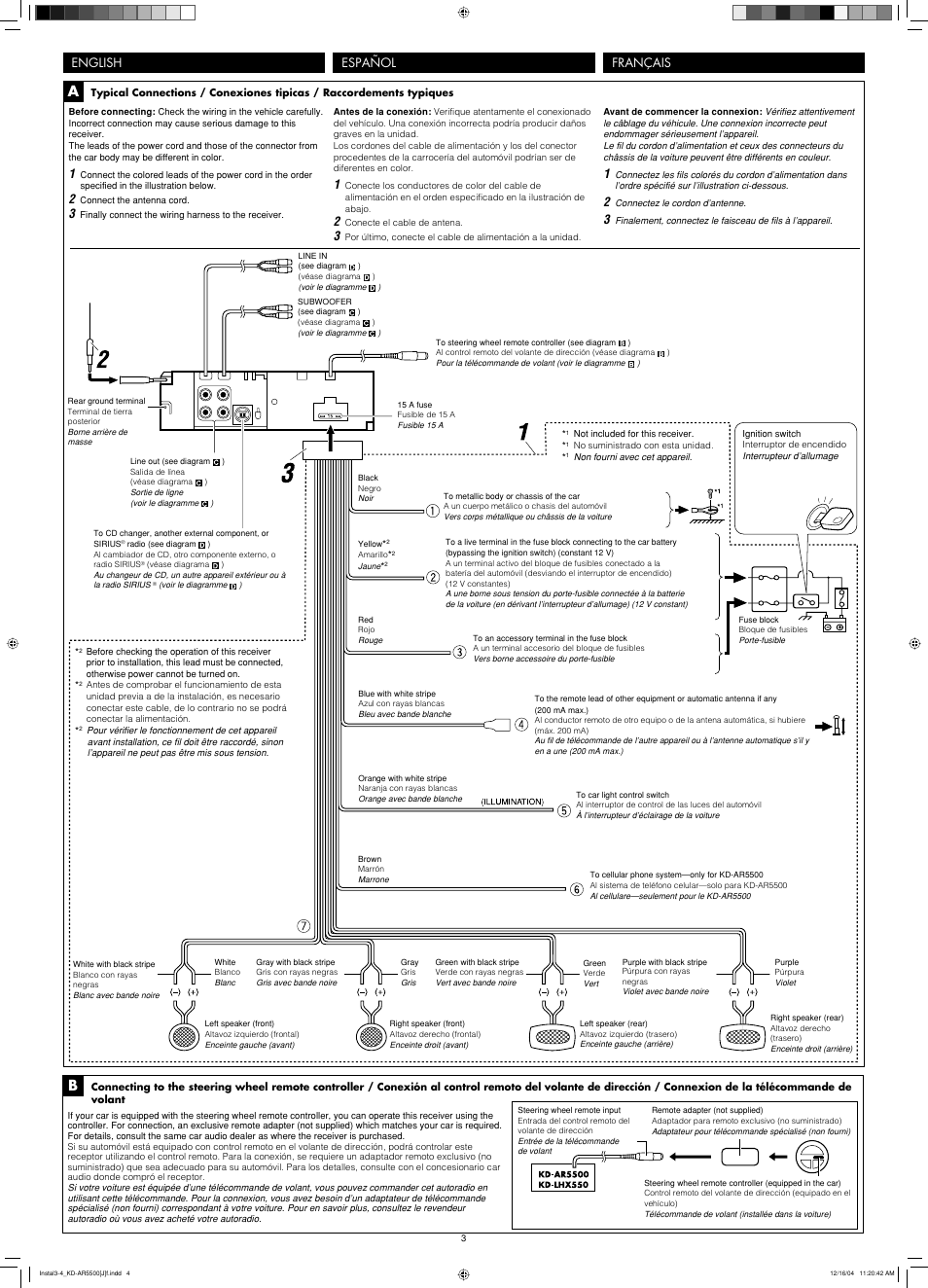 English, Español français | JVC KD-AR5500  eu User Manual | Page 53 / 54