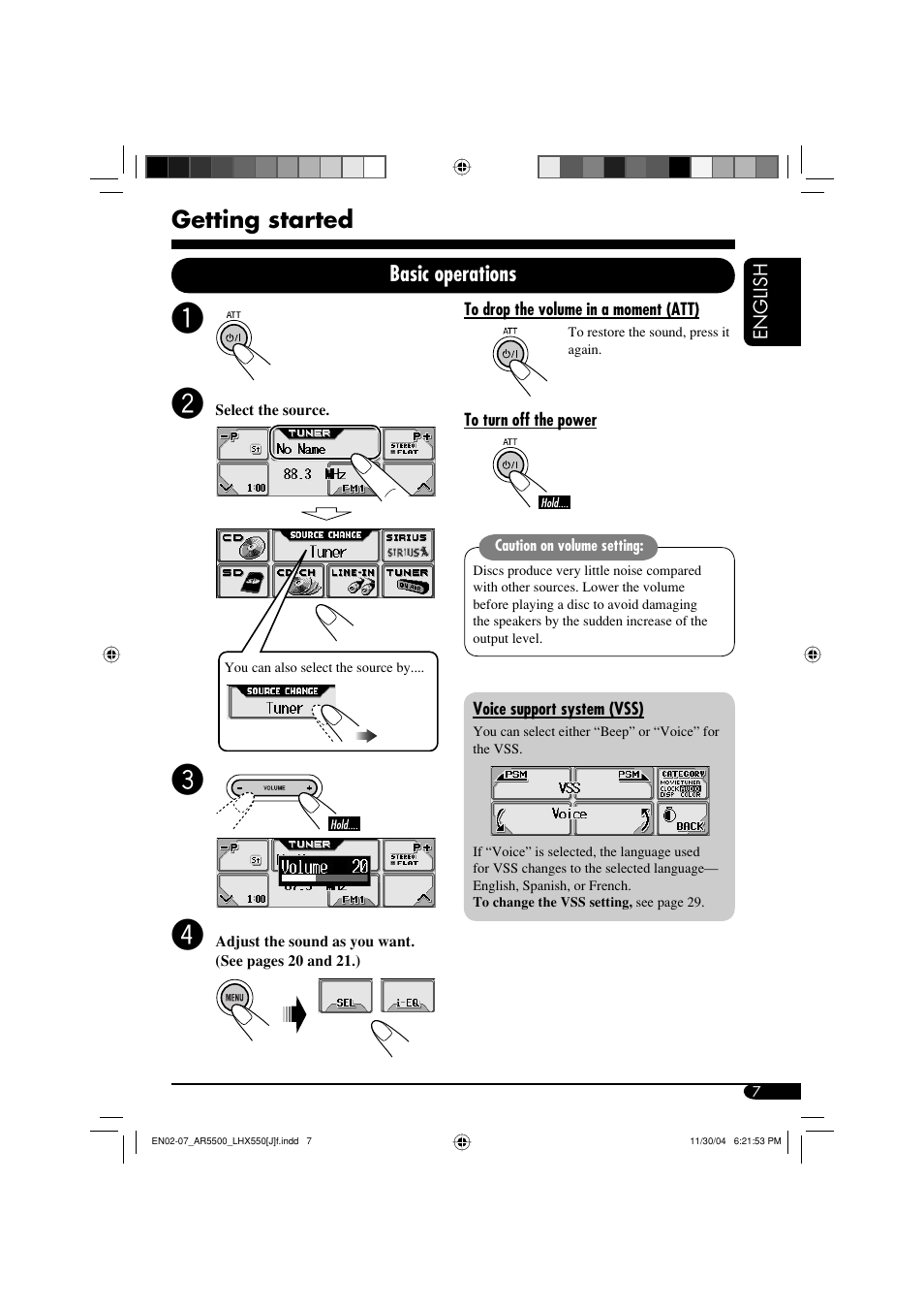 Getting started, Basic operations | JVC KD-AR5500  eu User Manual | Page 7 / 54