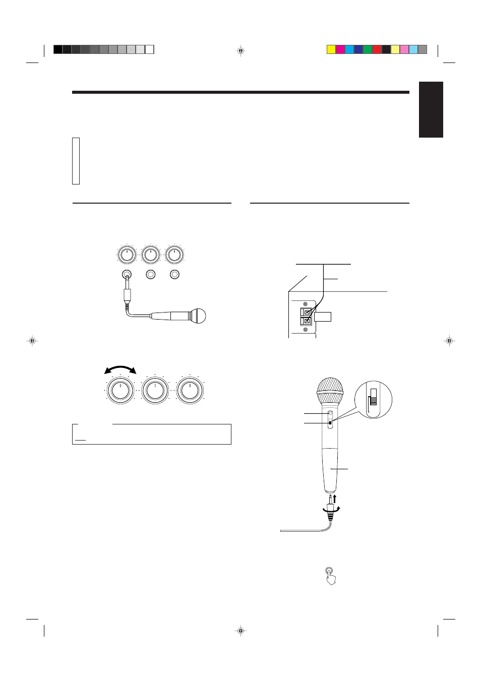 Using a microphone, English various unique functions, Using a wired microphone | Using a wireless microphone, Page 15 | JVC LET0089-001A User Manual | Page 18 / 27