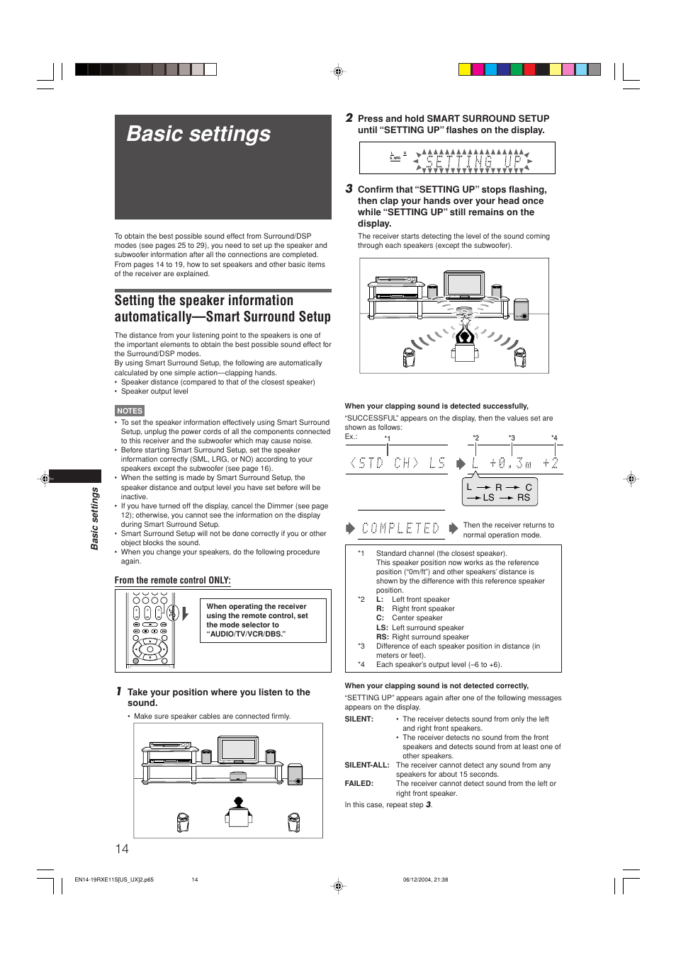 Basic settings | JVC RX-E11S User Manual | Page 16 / 41