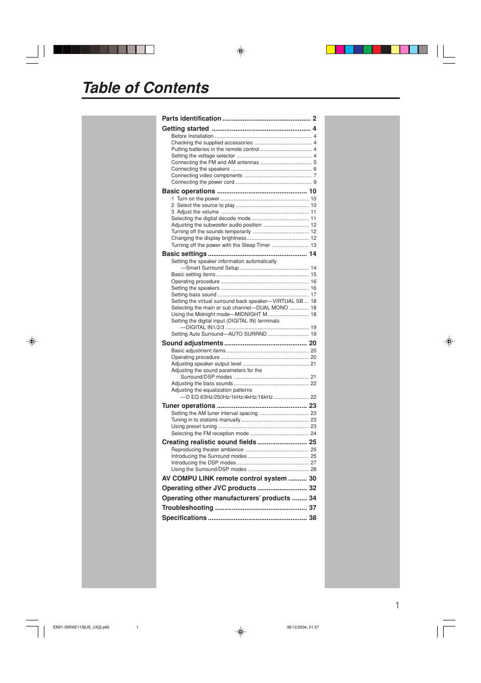 JVC RX-E11S User Manual | Page 3 / 41