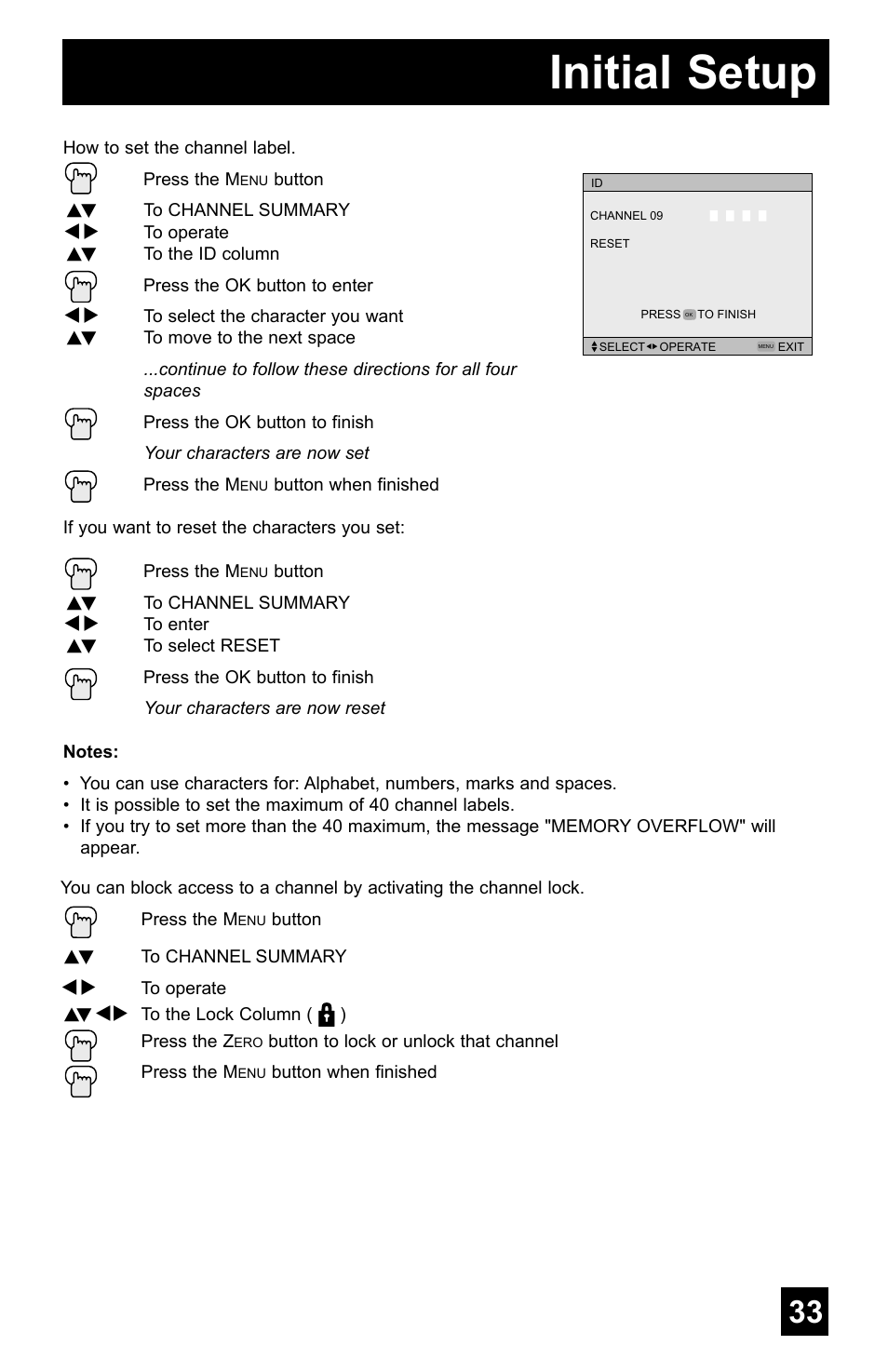 Initial setup | JVC AV-48WP55 User Manual | Page 33 / 72