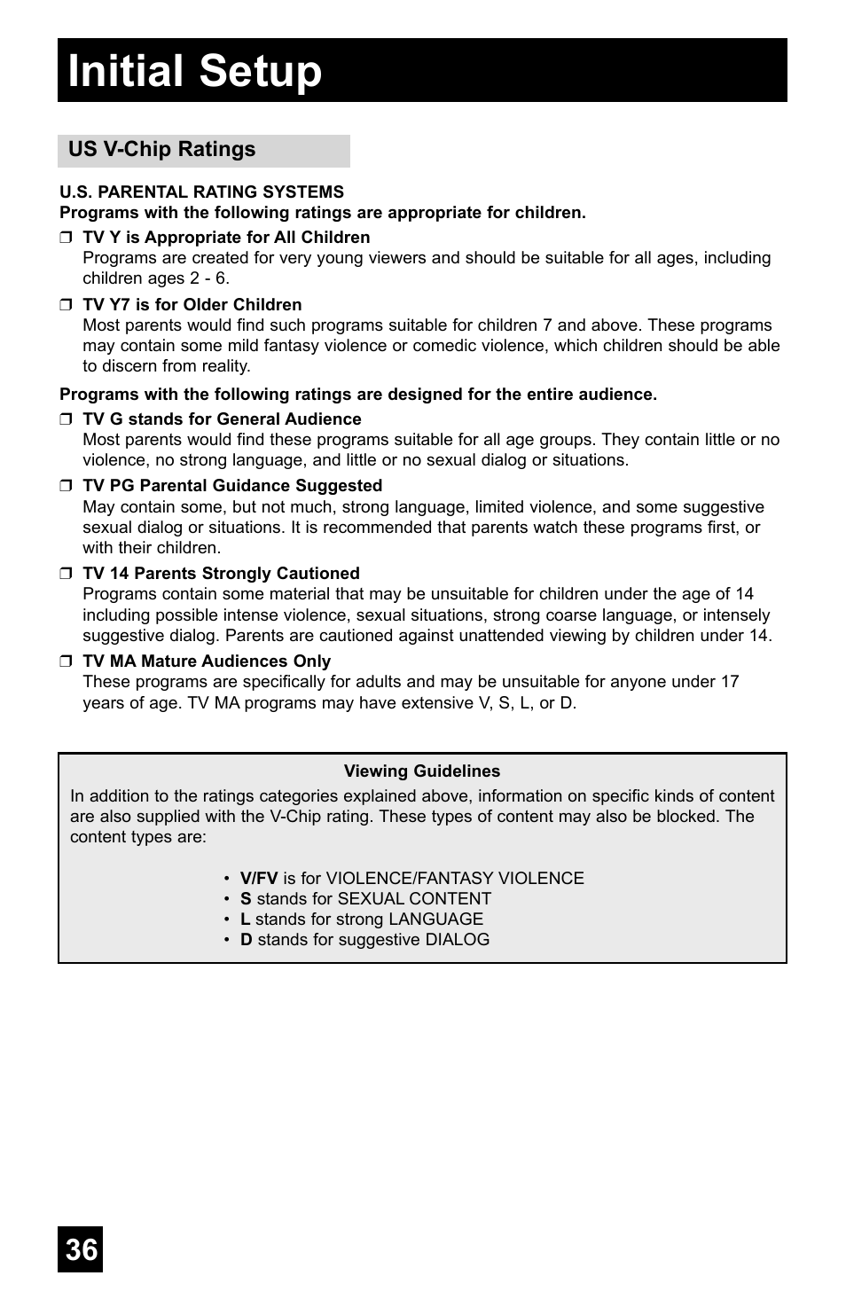 Initial setup | JVC AV-48WP55 User Manual | Page 36 / 72
