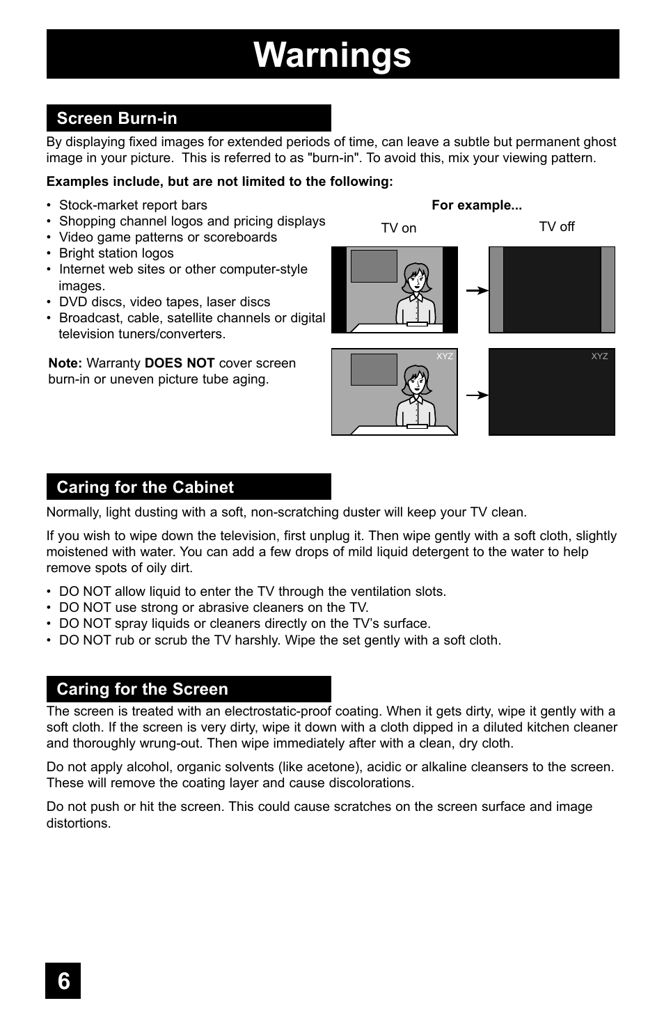 Warnings | JVC AV-48WP55 User Manual | Page 6 / 72