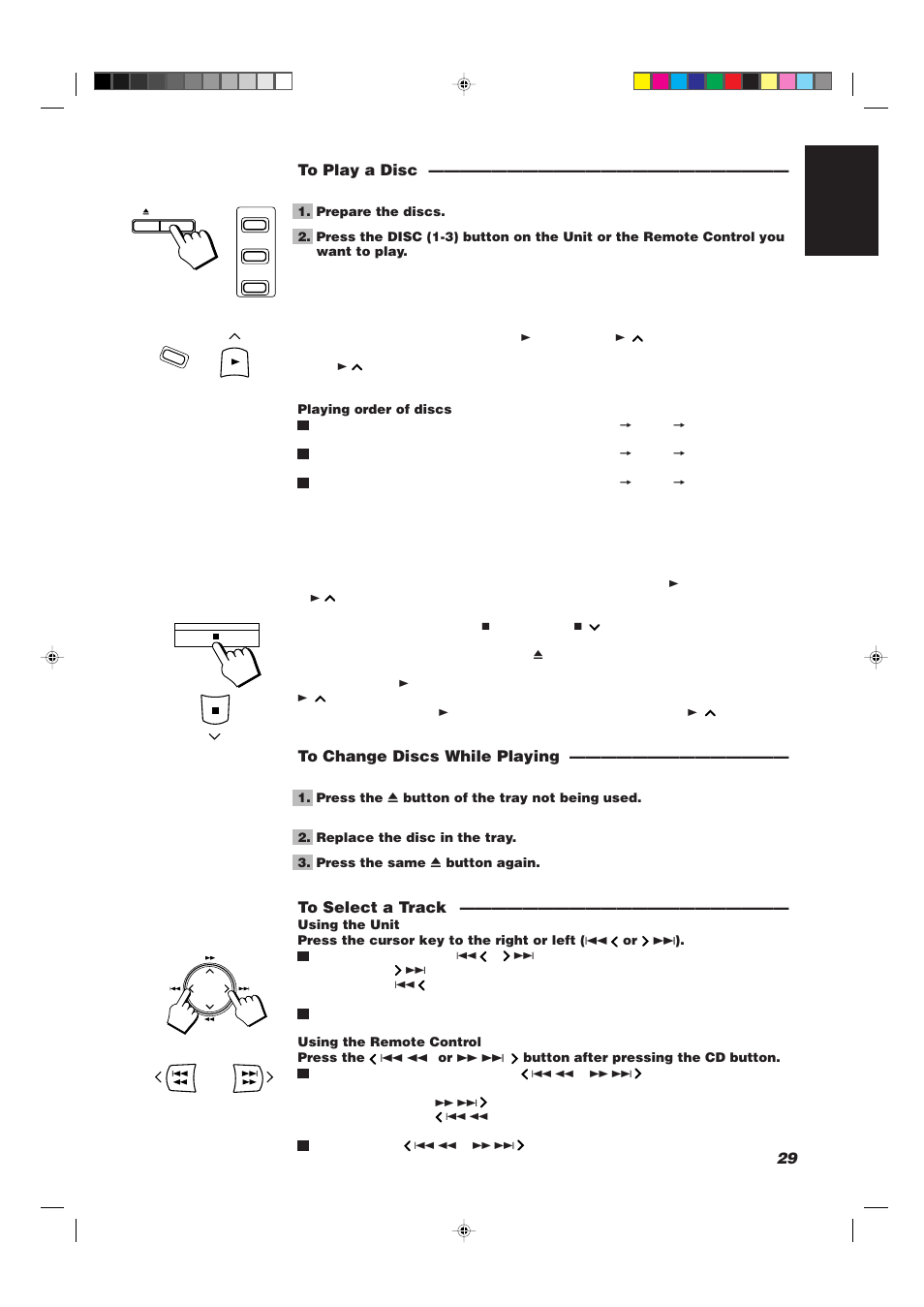 29 english to play a disc | JVC CATD77 User Manual | Page 33 / 57