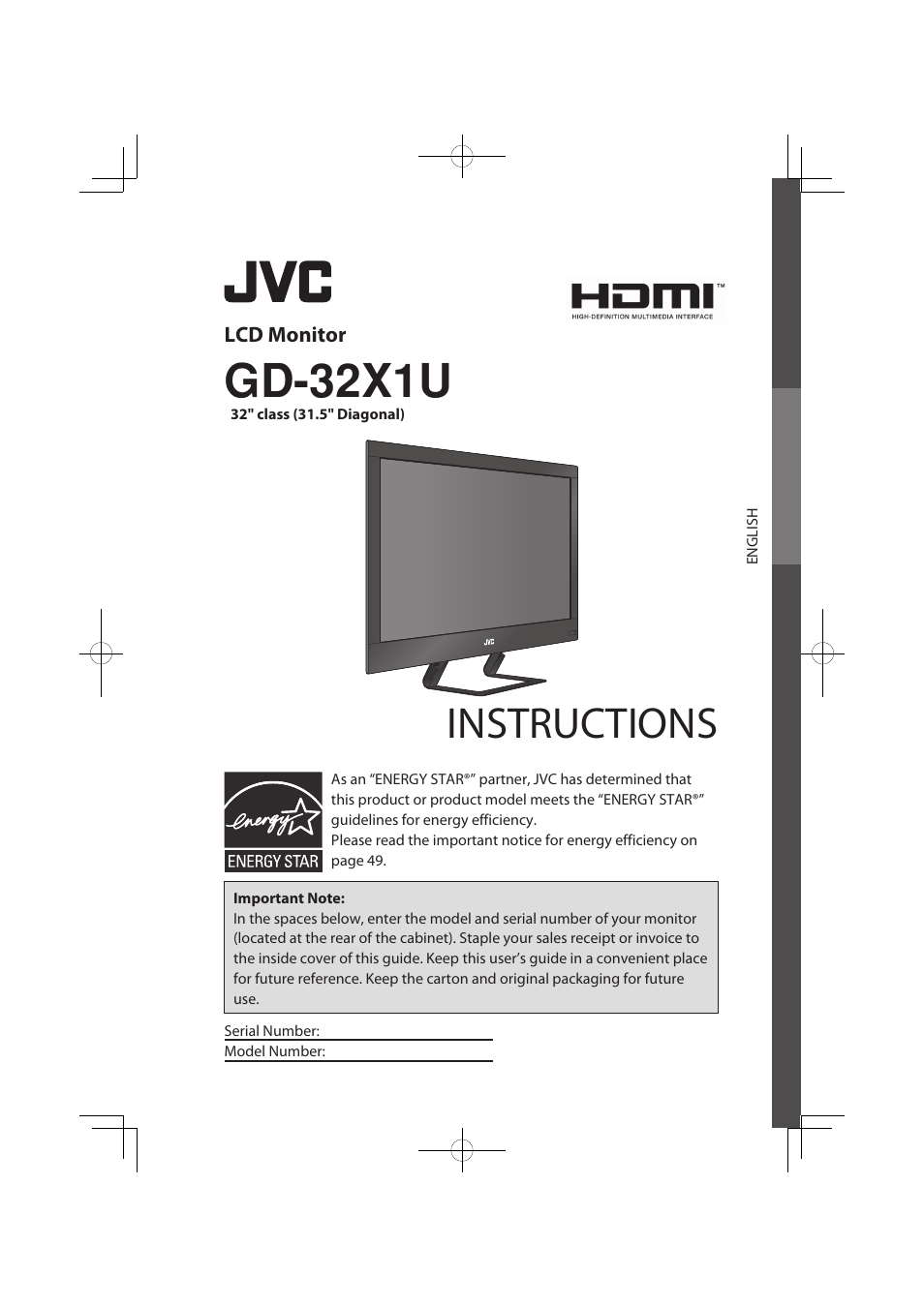 Gd-32x1u, Instructions | JVC LCT2576-001A-H User Manual | Page 2 / 78