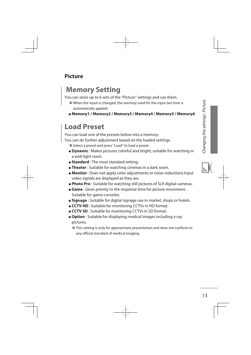 Picture, Load preset | JVC LCT2576-001A-H User Manual | Page 32 / 78