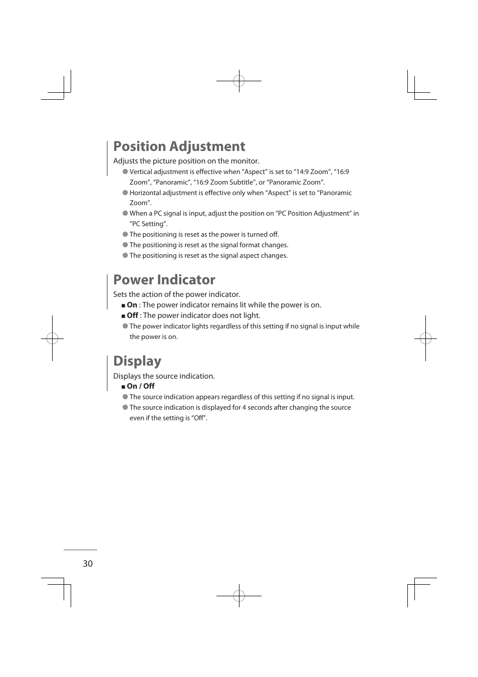 Position adjustment, Power indicator, Display | JVC LCT2576-001A-H User Manual | Page 49 / 78