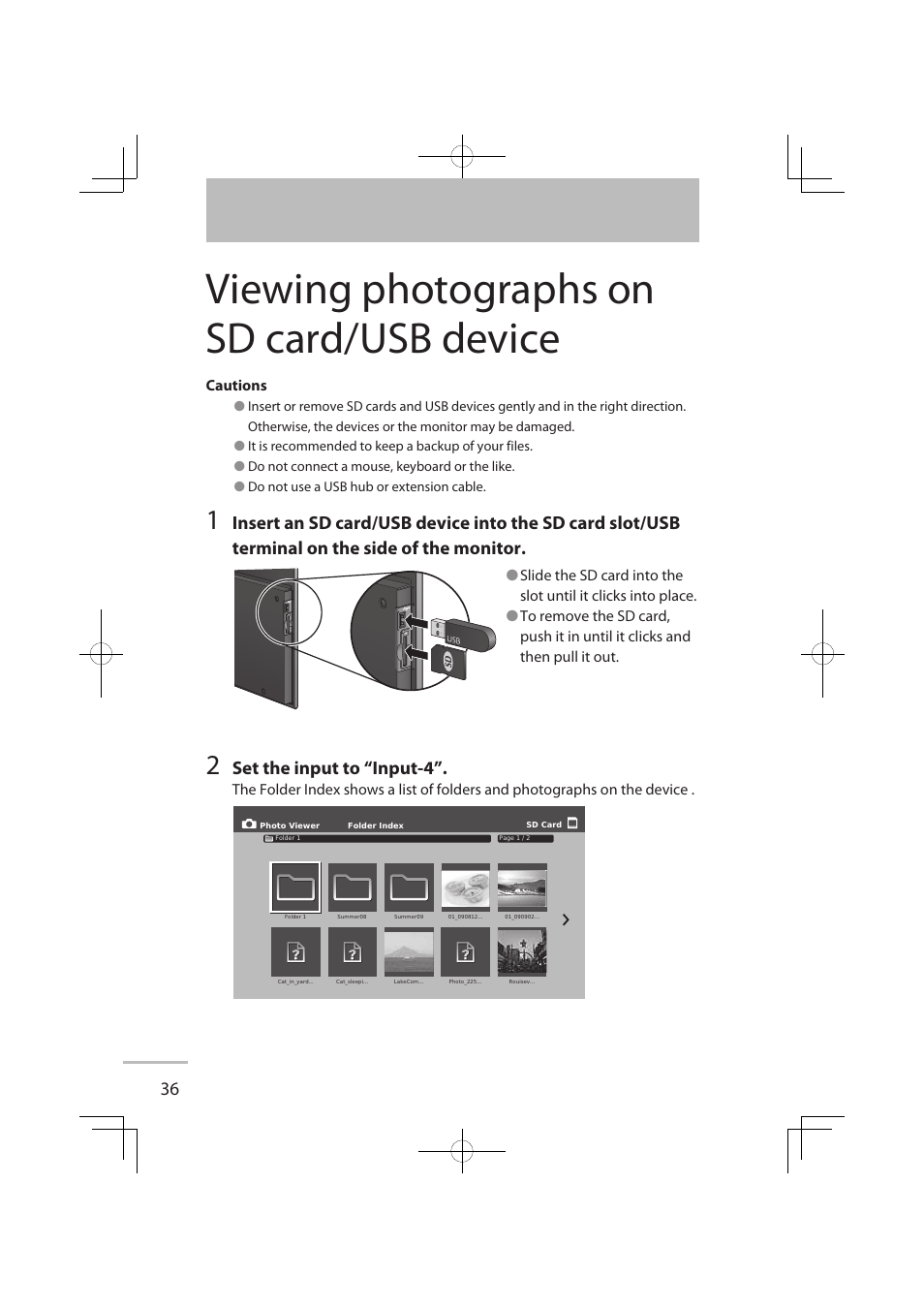 Viewing photographs on sd card/usb device, Set the input to “ input-4 | JVC LCT2576-001A-H User Manual | Page 55 / 78