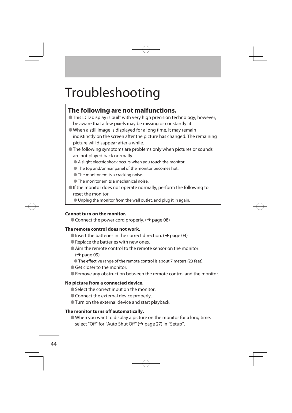 Troubleshooting, The following are not malfunctions | JVC LCT2576-001A-H User Manual | Page 63 / 78