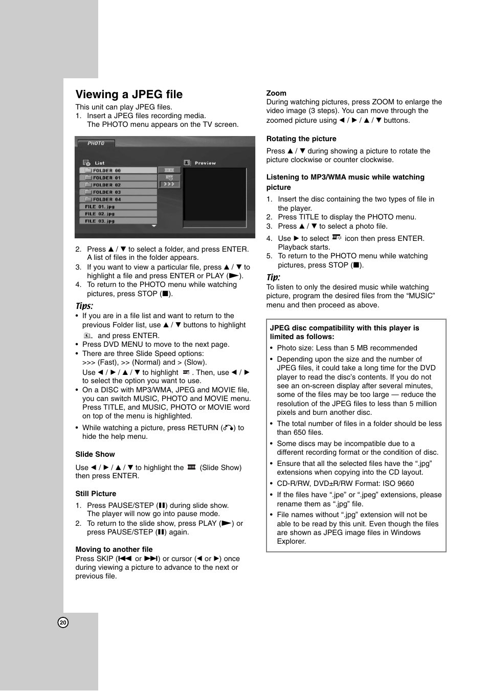 Viewing a jpeg file | JVC LVT2008-029A User Manual | Page 20 / 28