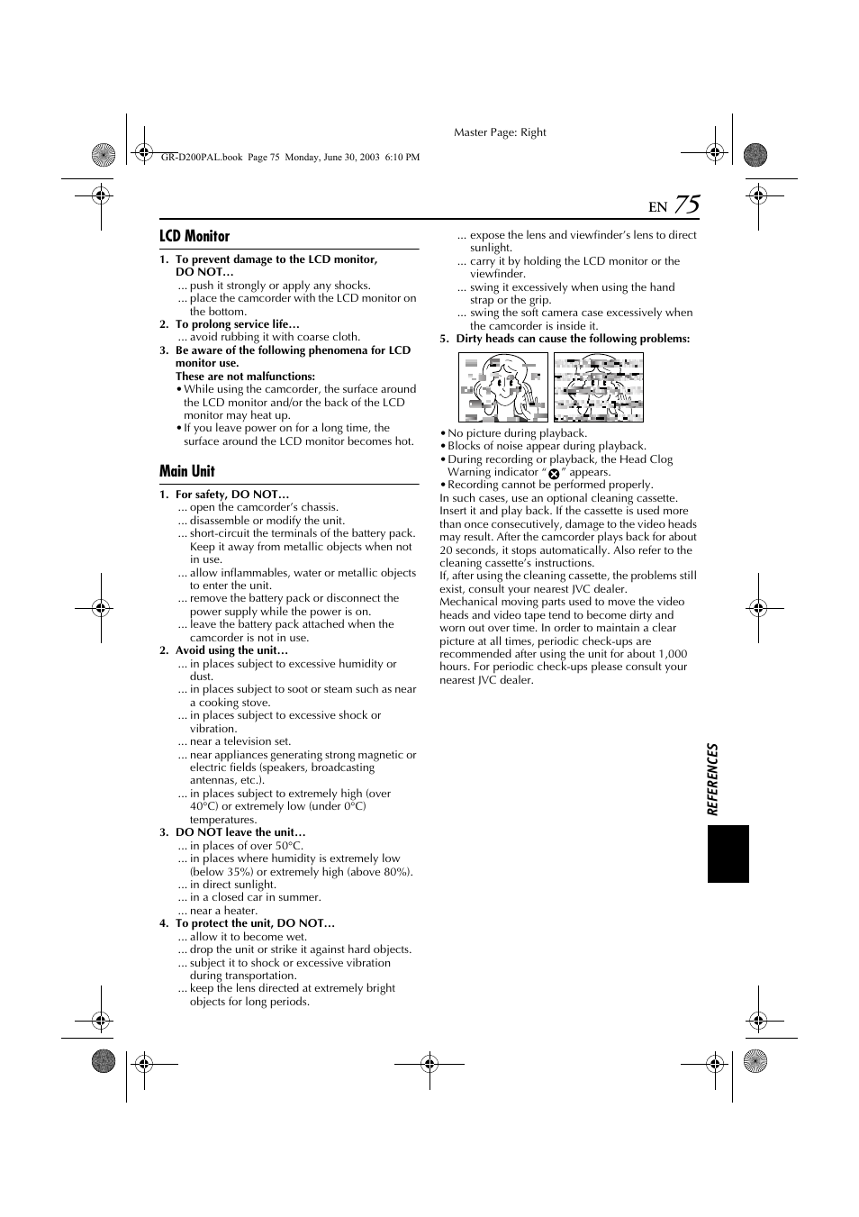 Lcd monitor, Main unit | JVC GR-D201 User Manual | Page 75 / 88