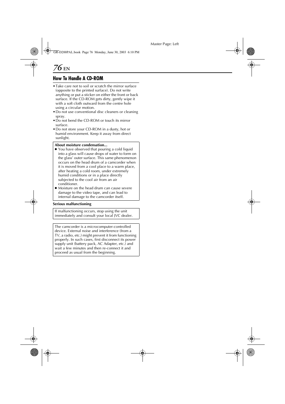 How to handle a cd-rom | JVC GR-D201 User Manual | Page 76 / 88