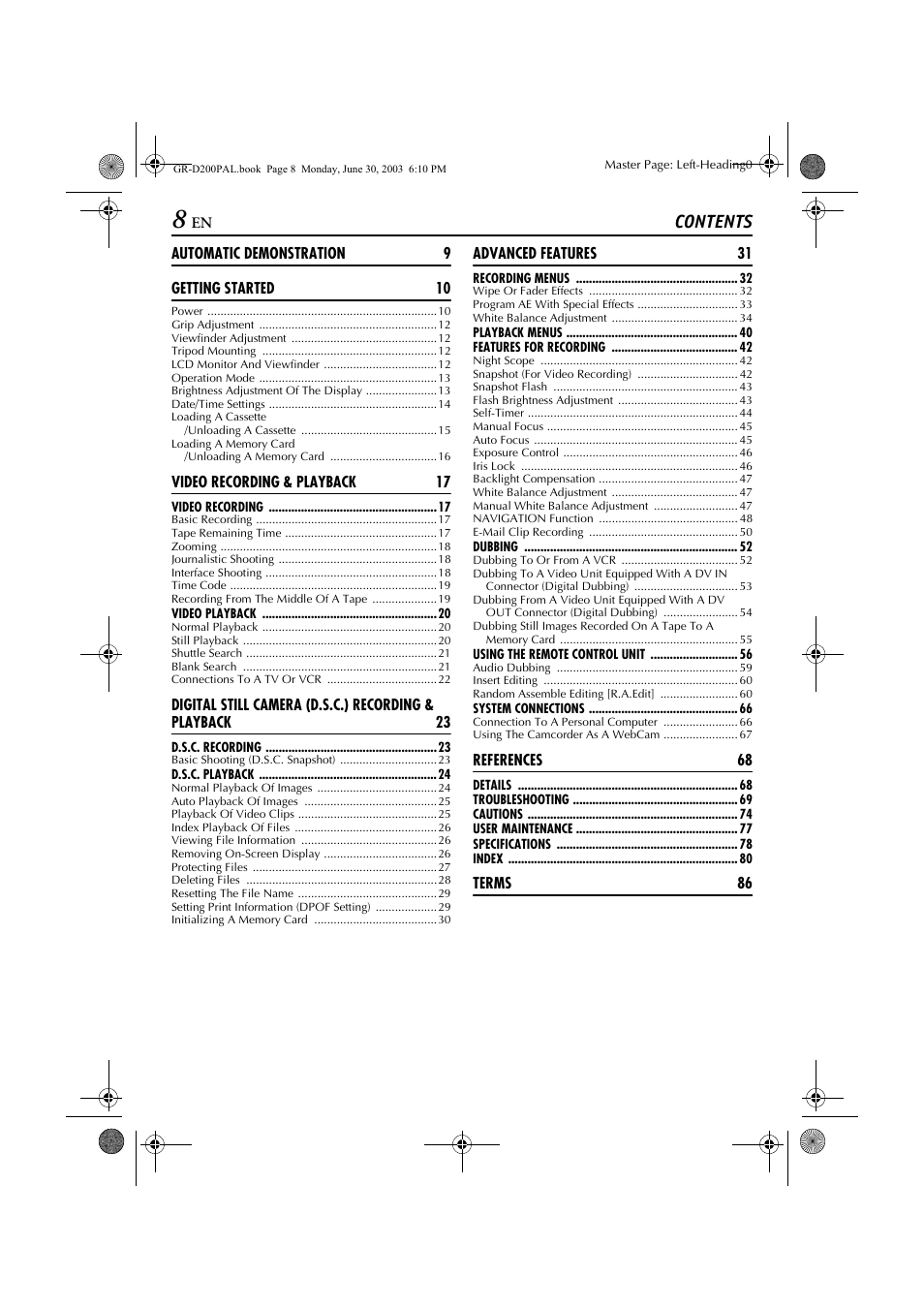 JVC GR-D201 User Manual | Page 8 / 88