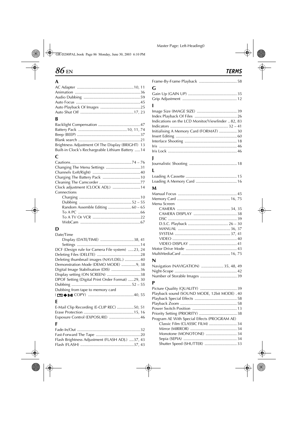 Terms | JVC GR-D201 User Manual | Page 86 / 88