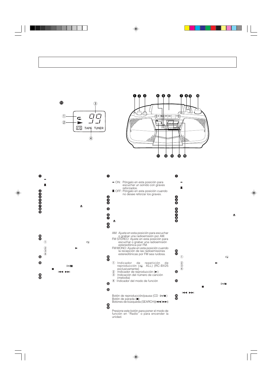 On/standby standby on one-touch operation, Fm/am | JVC RC-BX15BU User Manual | Page 8 / 24