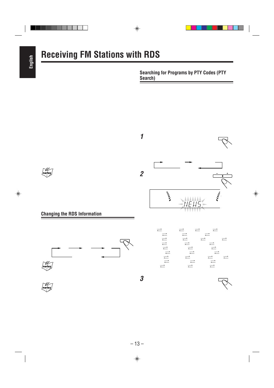 Receiving fm stations with rds, Changing the rds information, Searching for programs by pty codes (pty search) | JVC CA-MXJ55R User Manual | Page 18 / 32