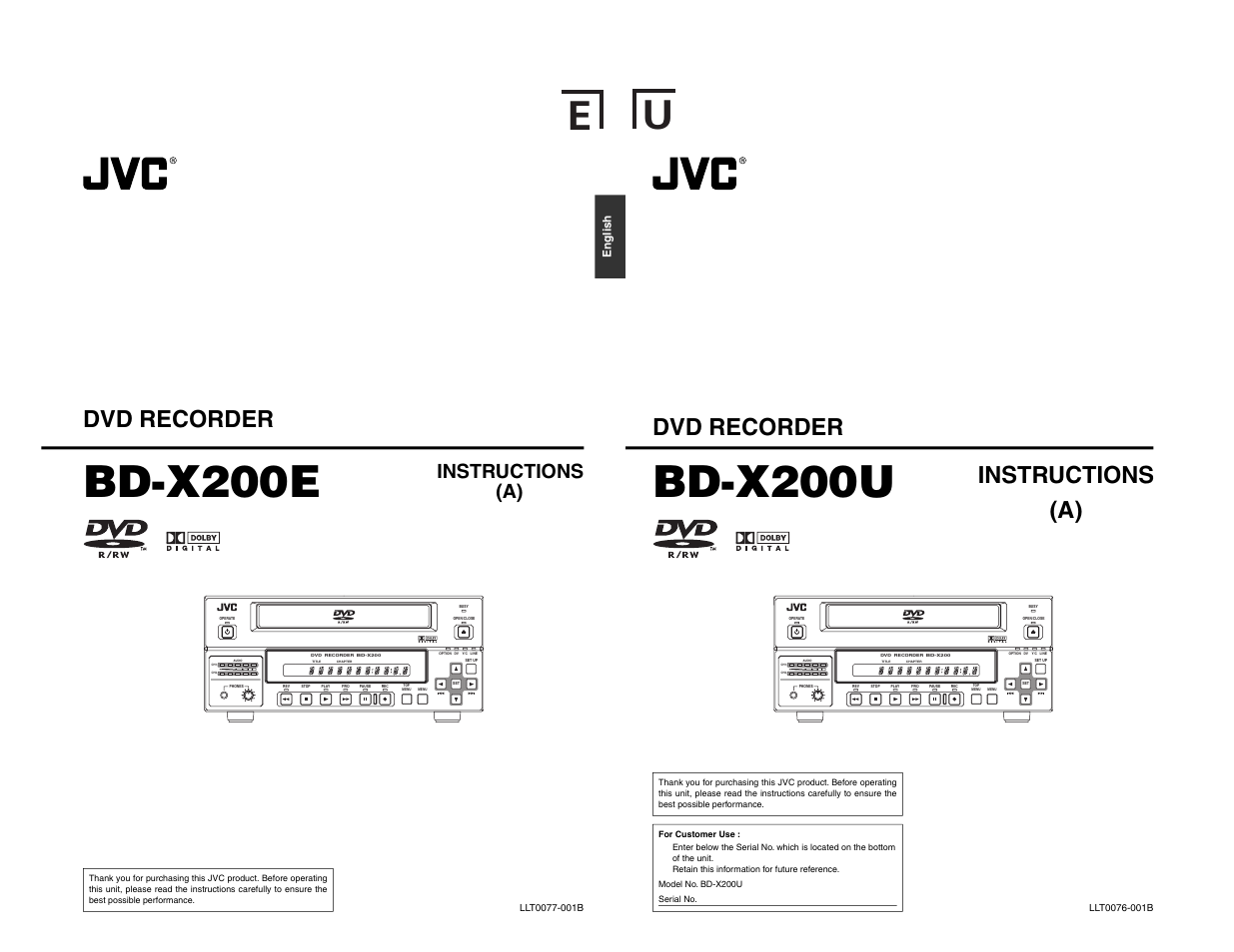 JVC BD-X200E User Manual | 62 pages