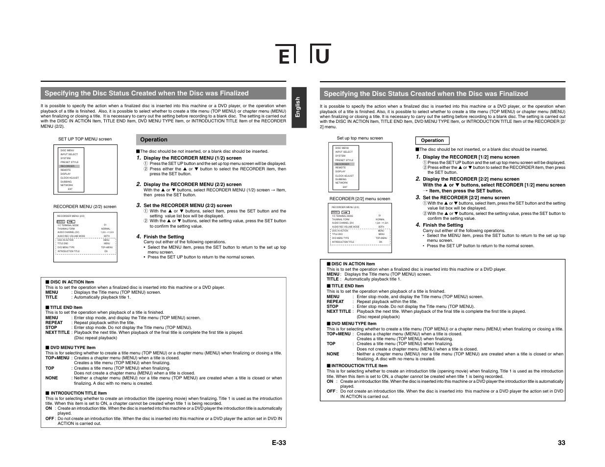 E-33 | JVC BD-X200E User Manual | Page 21 / 62