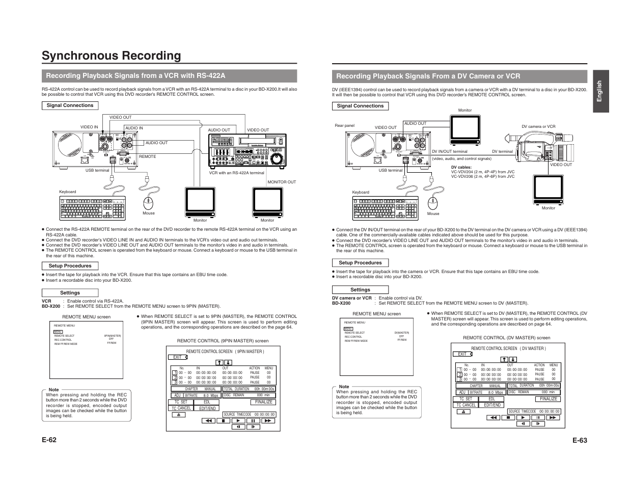 Synchronous recording | JVC BD-X200E User Manual | Page 38 / 62
