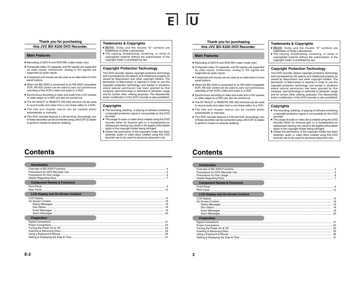 JVC BD-X200E User Manual | Page 4 / 62