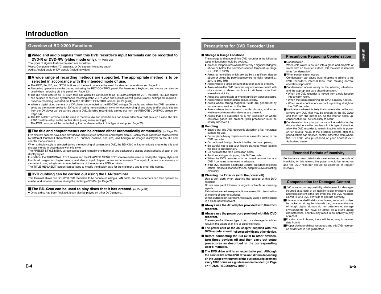 Introduction | JVC BD-X200E User Manual | Page 6 / 62