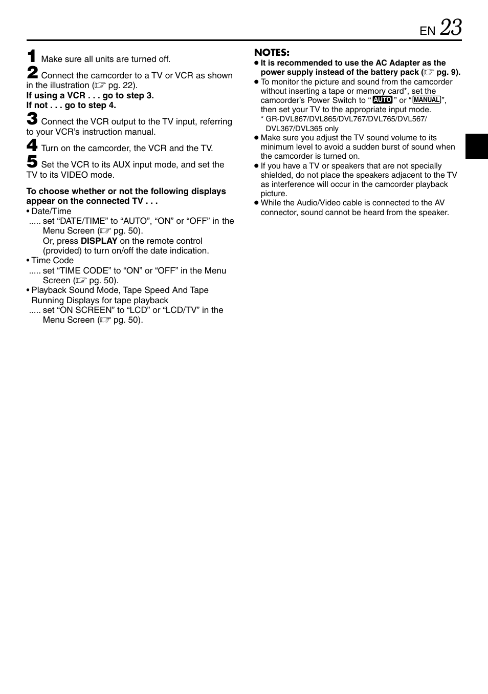 JVC GR-DVL365 User Manual | Page 23 / 88