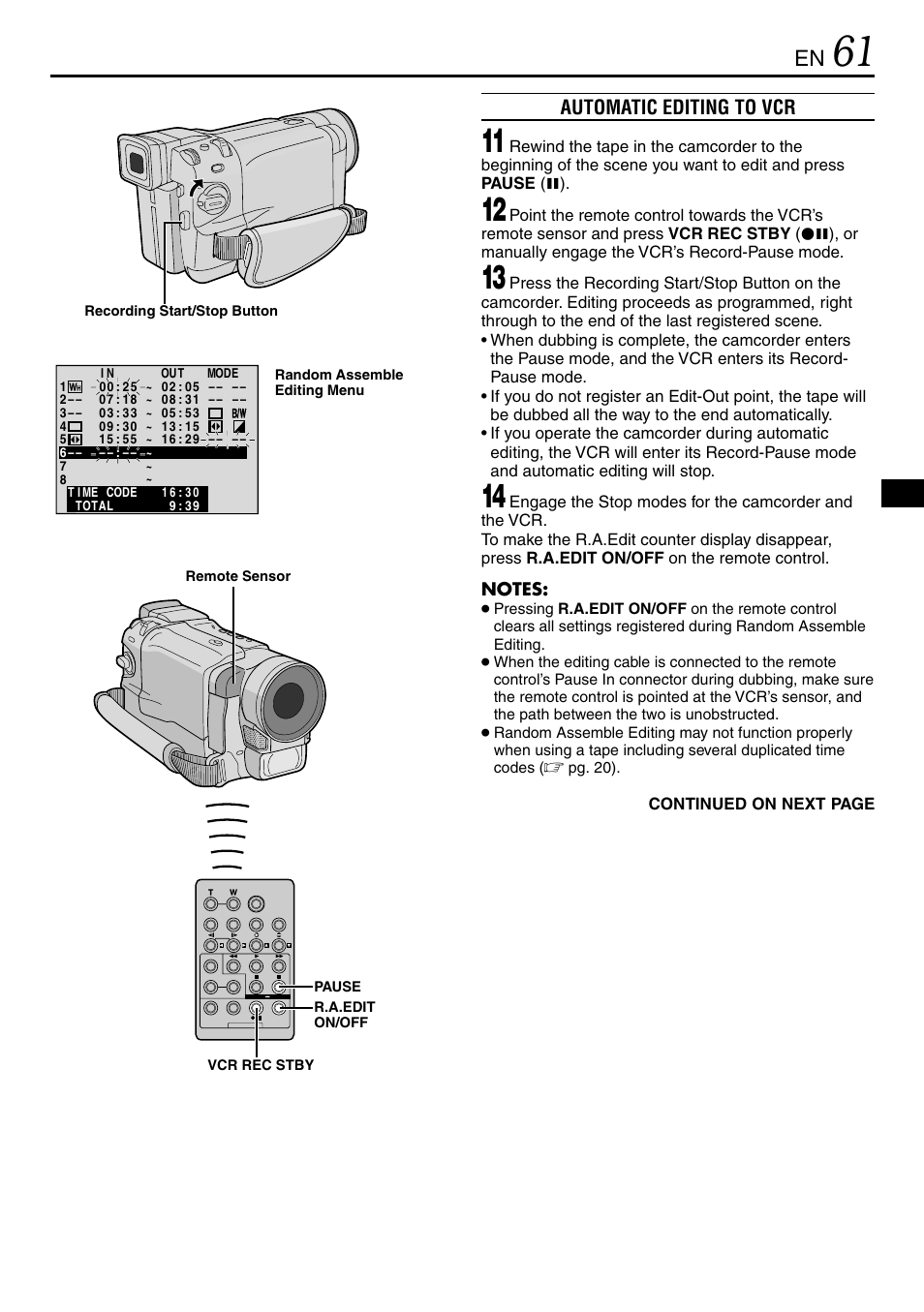 Automatic editing to vcr | JVC GR-DVL365 User Manual | Page 61 / 88