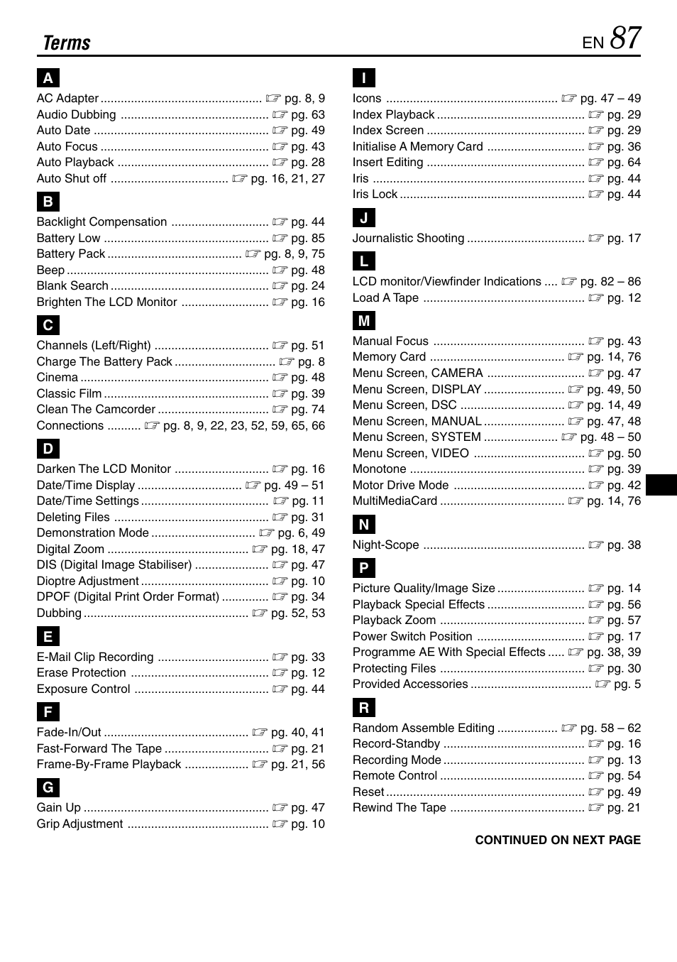 Terms | JVC GR-DVL365 User Manual | Page 87 / 88