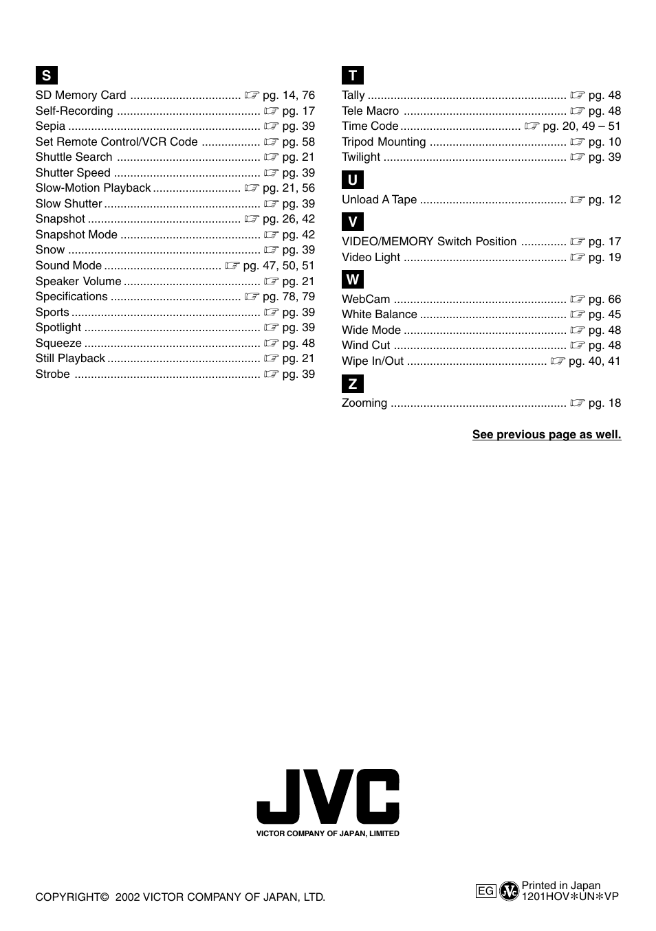 JVC GR-DVL365 User Manual | Page 88 / 88