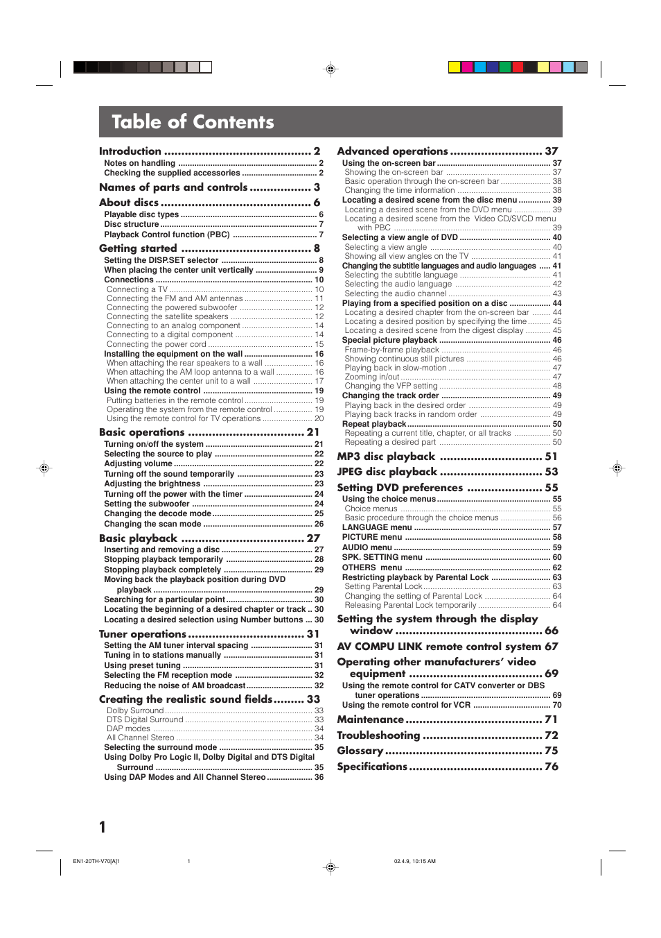 JVC SP-XSV70 User Manual | Page 5 / 82