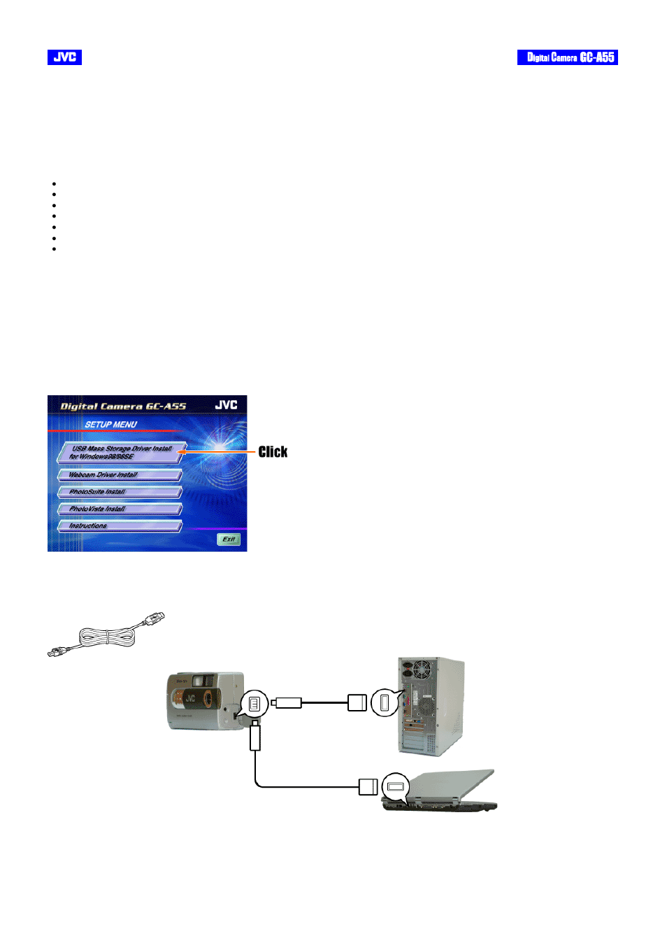 Transferring image data to the computer | JVC GC-A55 User Manual | Page 33 / 38