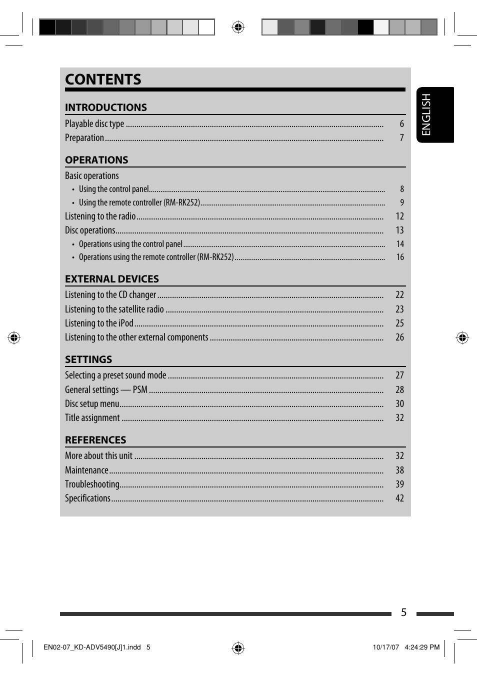 JVC KD-DV5400 User Manual | Page 5 / 129