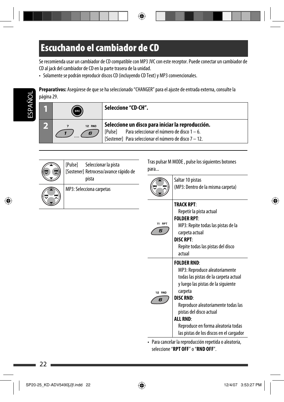 Escuchando el cambiador de cd | JVC KD-DV5400 User Manual | Page 64 / 129