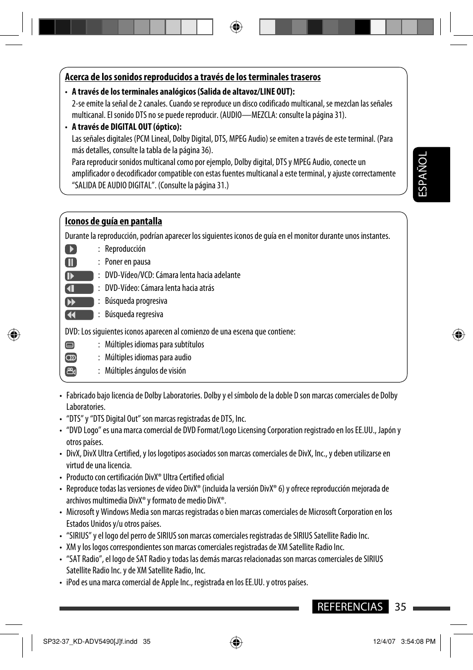 Español 35 referencias | JVC KD-DV5400 User Manual | Page 77 / 129