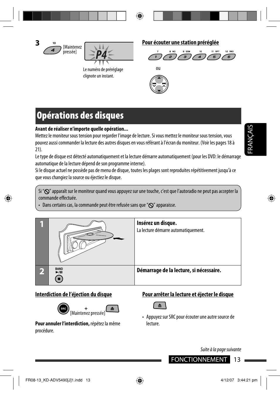 Opérations des disques | JVC KD-DV5400 User Manual | Page 97 / 129