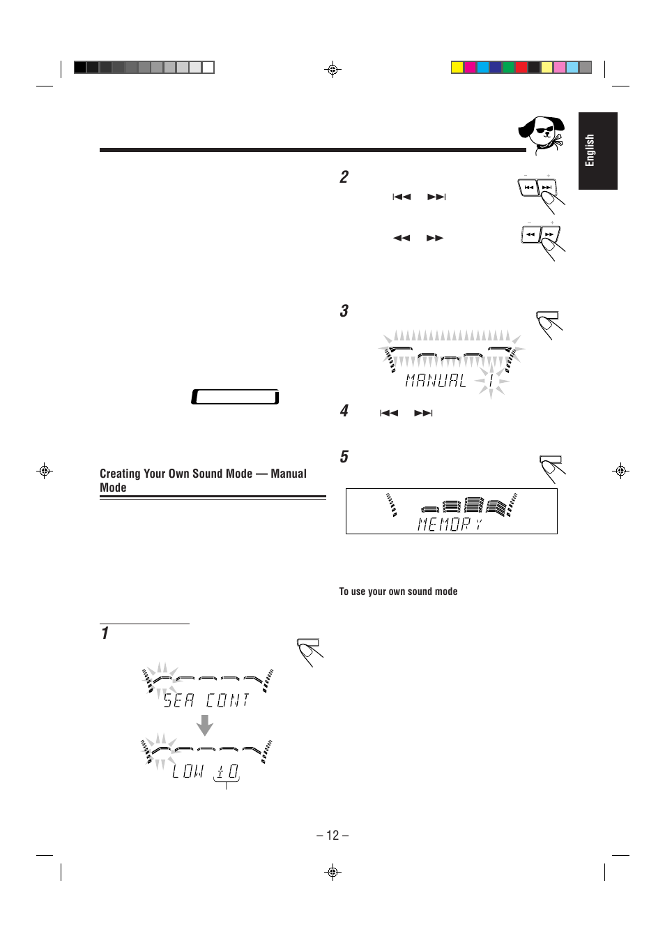 Creating your own sound mode — manual mode | JVC CA-MXJ75R User Manual | Page 17 / 36