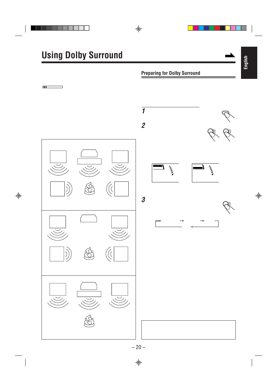 Using dolby surround, Preparing for dolby surround | JVC CA-MXJ75R User Manual | Page 25 / 36