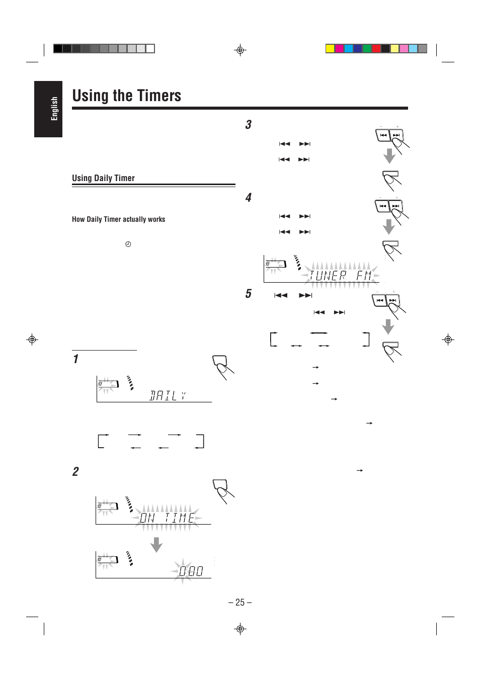 Using the timers, Using daily timer | JVC CA-MXJ75R User Manual | Page 30 / 36
