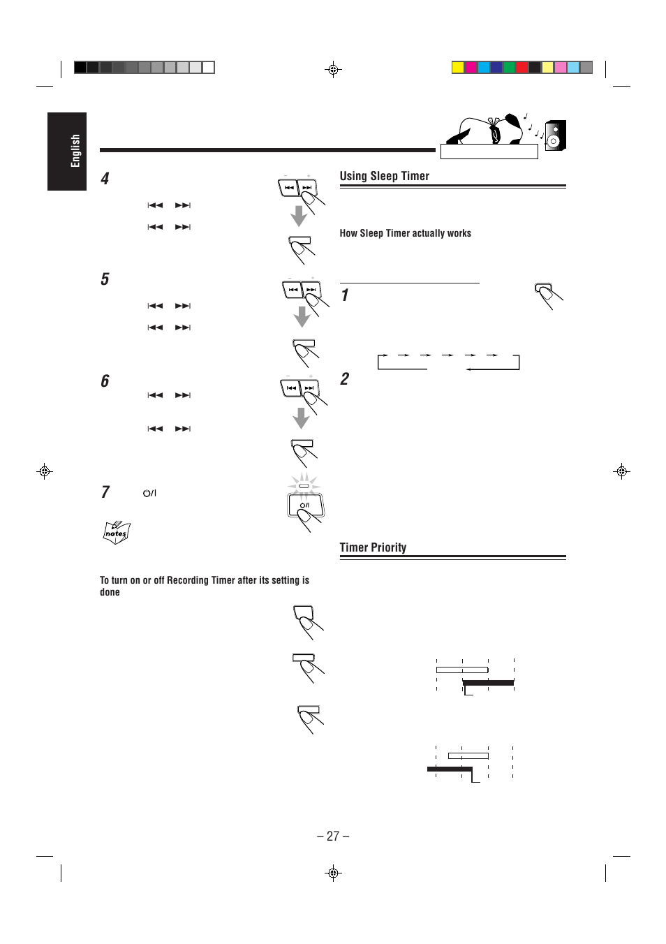 Using sleep timer, Timer priority | JVC CA-MXJ75R User Manual | Page 32 / 36