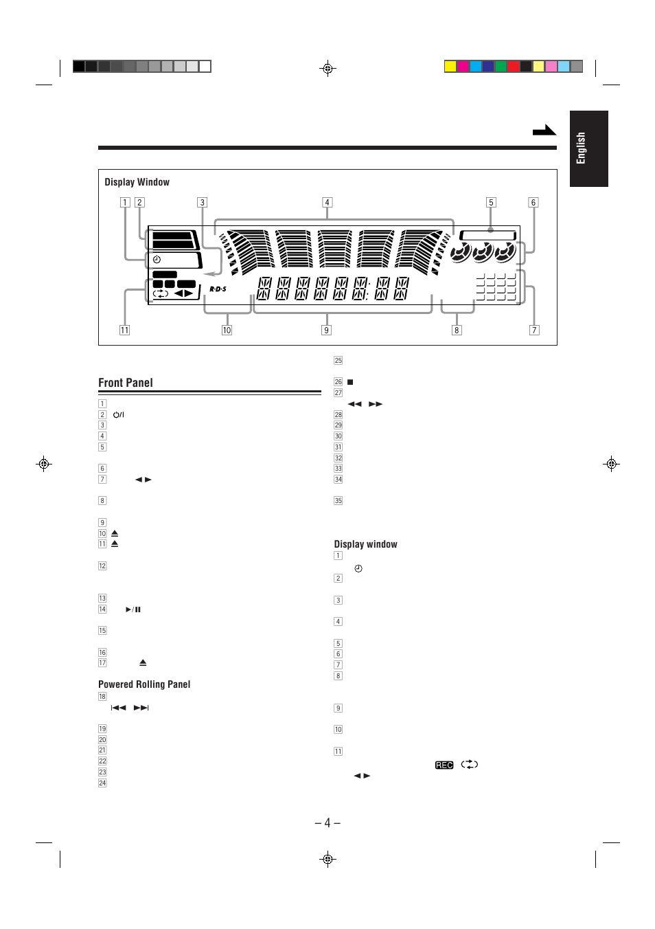 Front panel | JVC CA-MXJ75R User Manual | Page 9 / 36