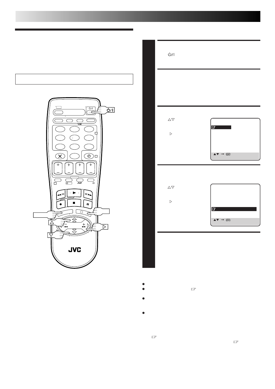 Power save mode, Turn on the recorder, Access main menu screen | Access mode set screen, Select power save mode, Return to normal screen, Initial settings (cont.) | JVC HR-J313EU User Manual | Page 10 / 52