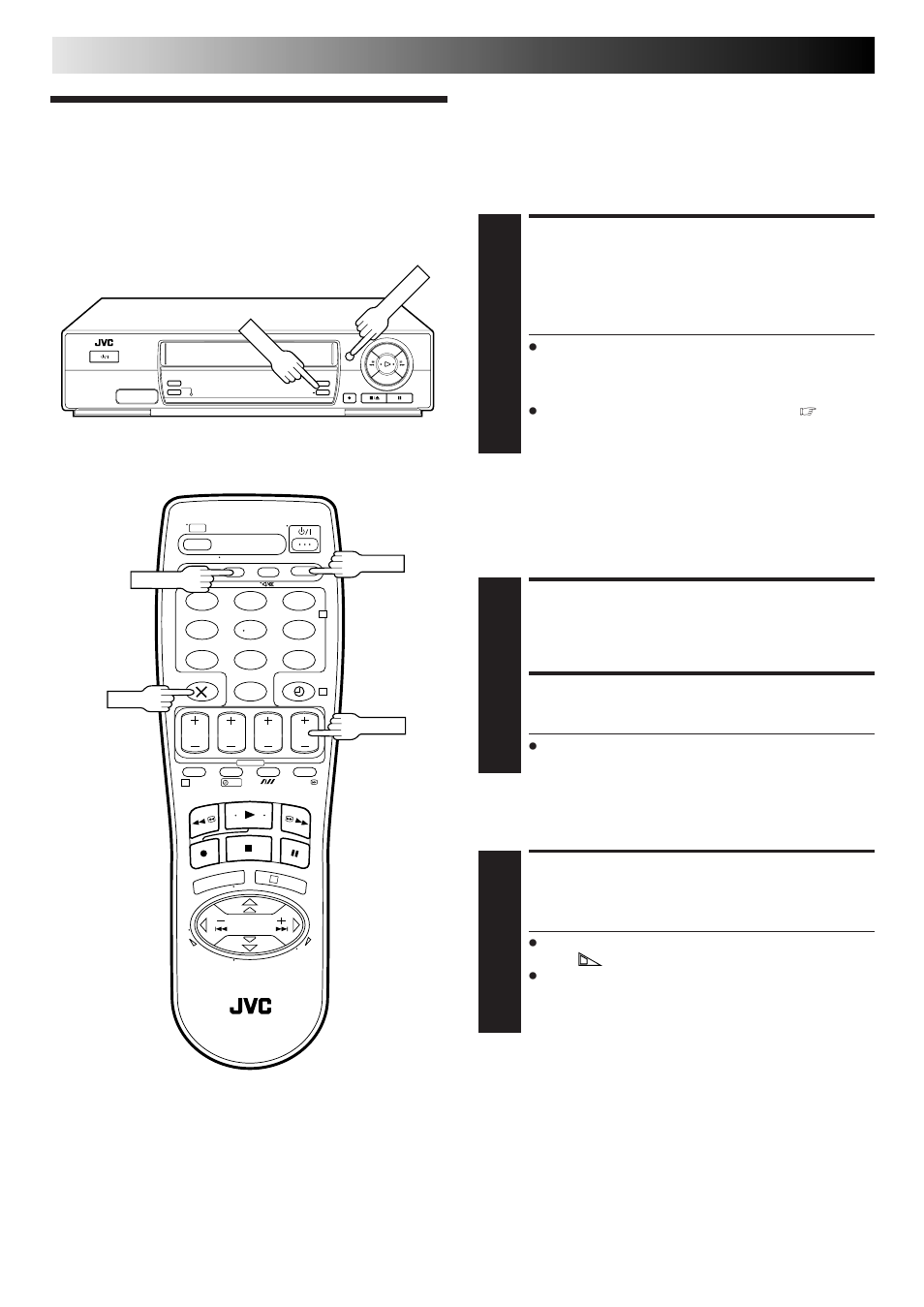 Recording features, Select channel to watch, Set counter display | Reset counter, Display remaining time, Recording (cont.), Record one programme while watching another, Elapsed recording time indication, Tape remaining time | JVC HR-J313EU User Manual | Page 18 / 52