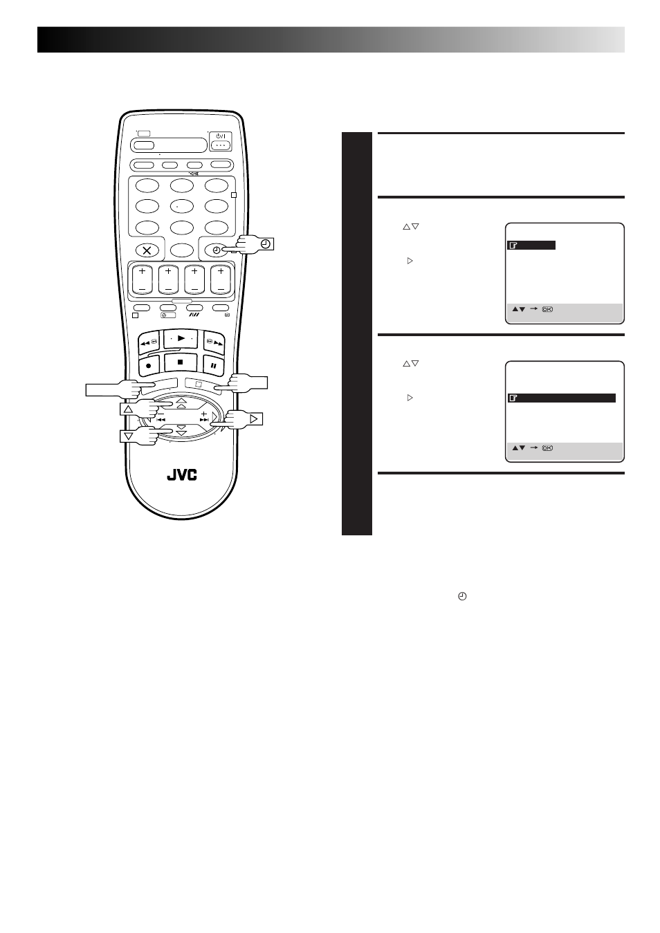 Auto timer, Access main menu screen, Access mode set screen | Select mode, Return to normal screen | JVC HR-J313EU User Manual | Page 27 / 52