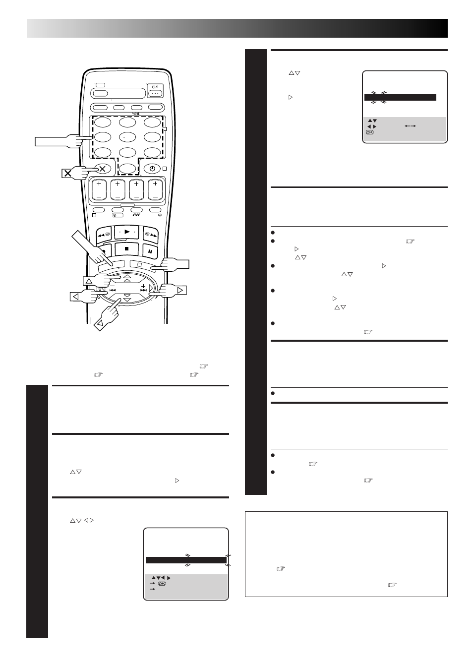 Select band, Input channel, Enter new channel information | Close confirmation screen, Access main menu, Access confirmation screen, Select position, Subsidiary settings (cont.), Storing channels manually, Attention | JVC HR-J313EU User Manual | Page 38 / 52